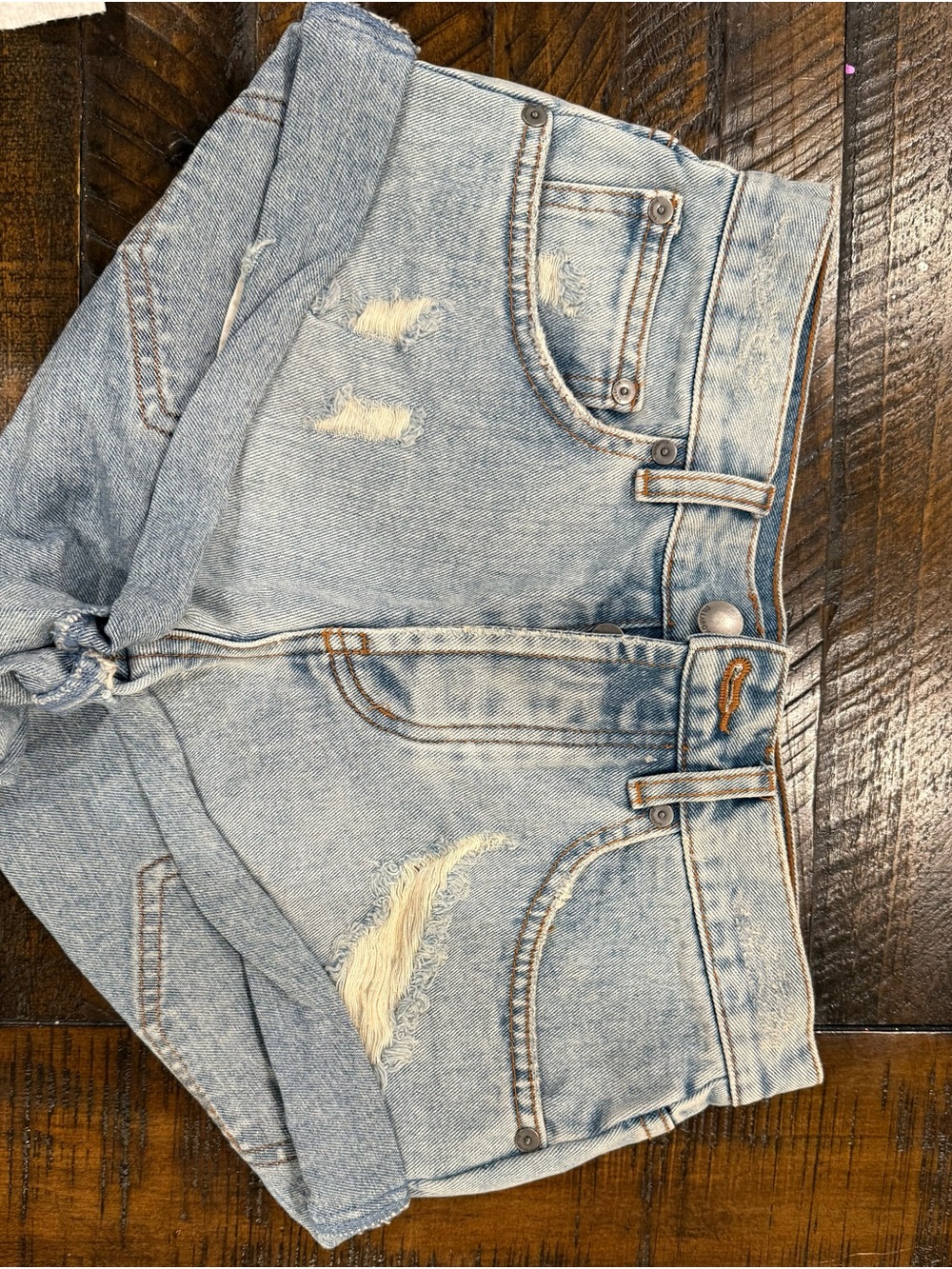 Billabong Light Blue Distressed Denim Jean Shorts